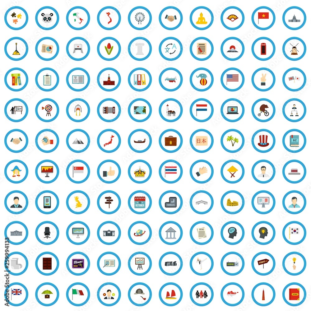 100 region examination icons set in flat style for any design vector illustration 100 region examination icons set in flat style for any design vector illustration