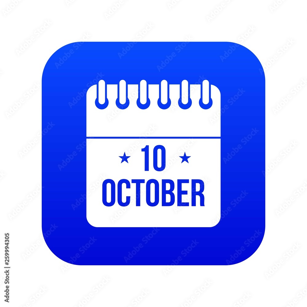 10 october calendar icon digital blue for any design isolated on white vector illustration