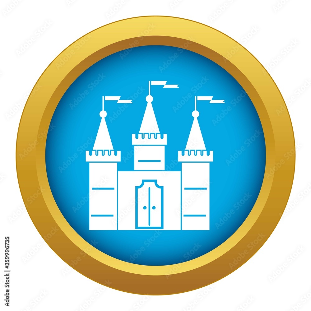 Castle icon blue vector isolated on white background for any design