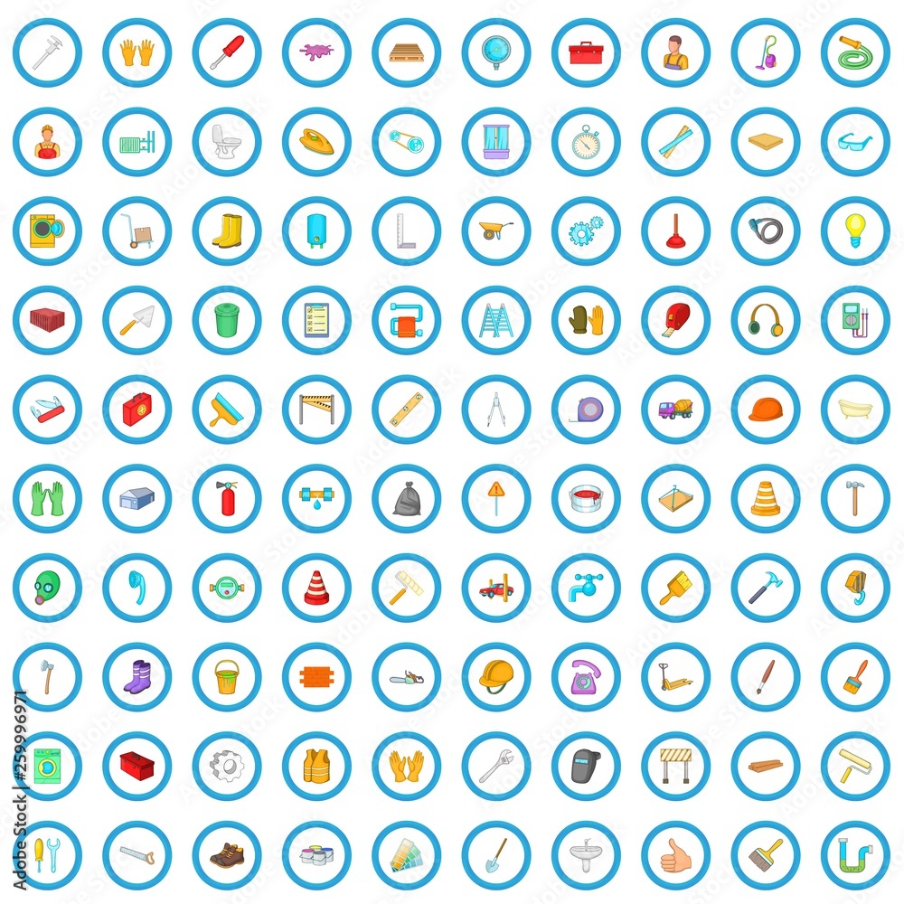 100 repairs icons set in cartoon style for any design vector illustration 100 repairs icons set in cartoon style for any design vector illustration