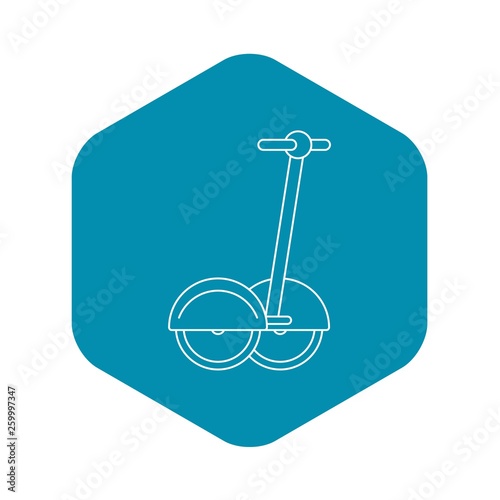 Two wheeled electric vehicle icon. Outline illustration of two wheeled electric vehicle vector icon for web