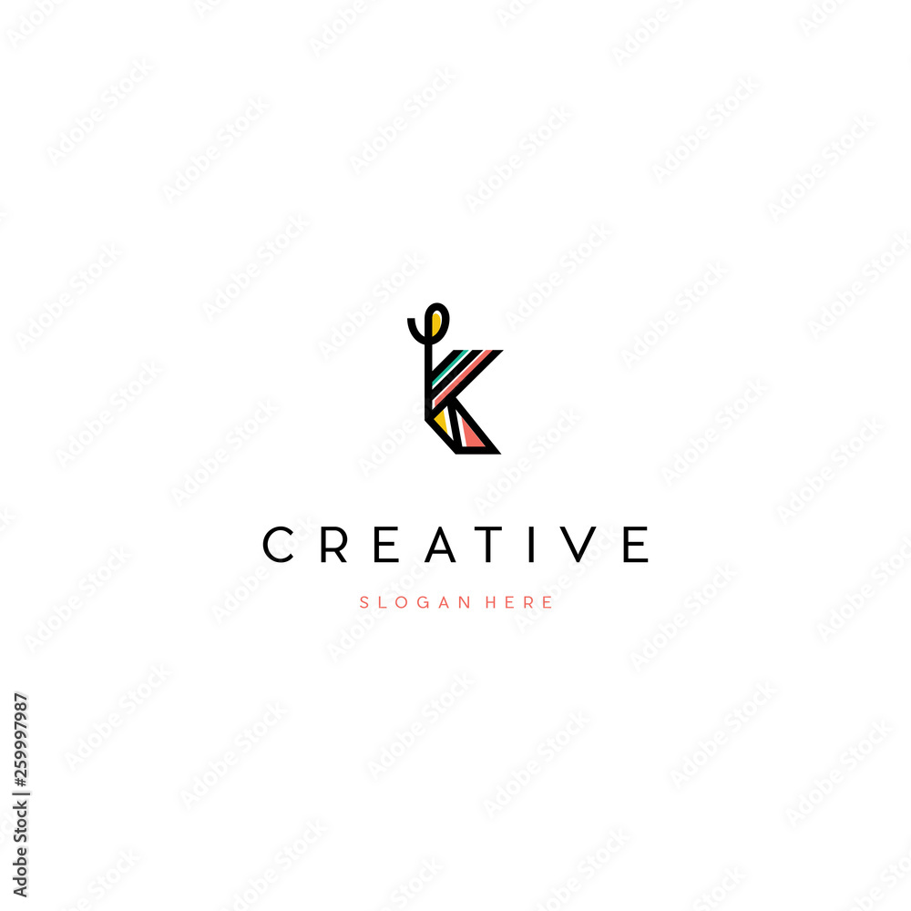 Abstract K letter modern initial letter marks logo design, Abstract monogram letter K logo icon design. Minimalist K creative initial based vector template.