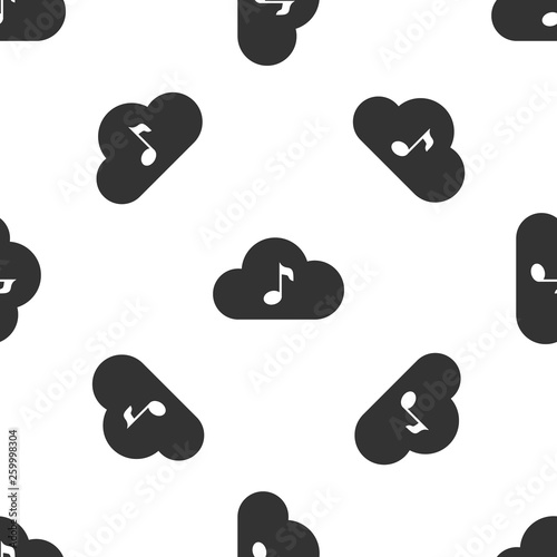 Grey Music streaming service icon isolated seamless pattern on white background. Sound cloud computing, online media streaming, online song, audio wave. Vector Illustration