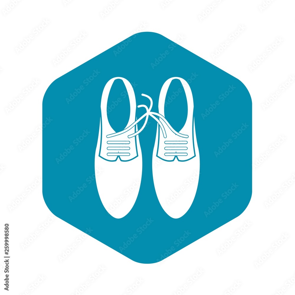 Tied laces on shoes joke icon in simple style isolated on white background. Jest symbol Tied laces on shoes joke icon in simple style isolated on white background. Jest symbol