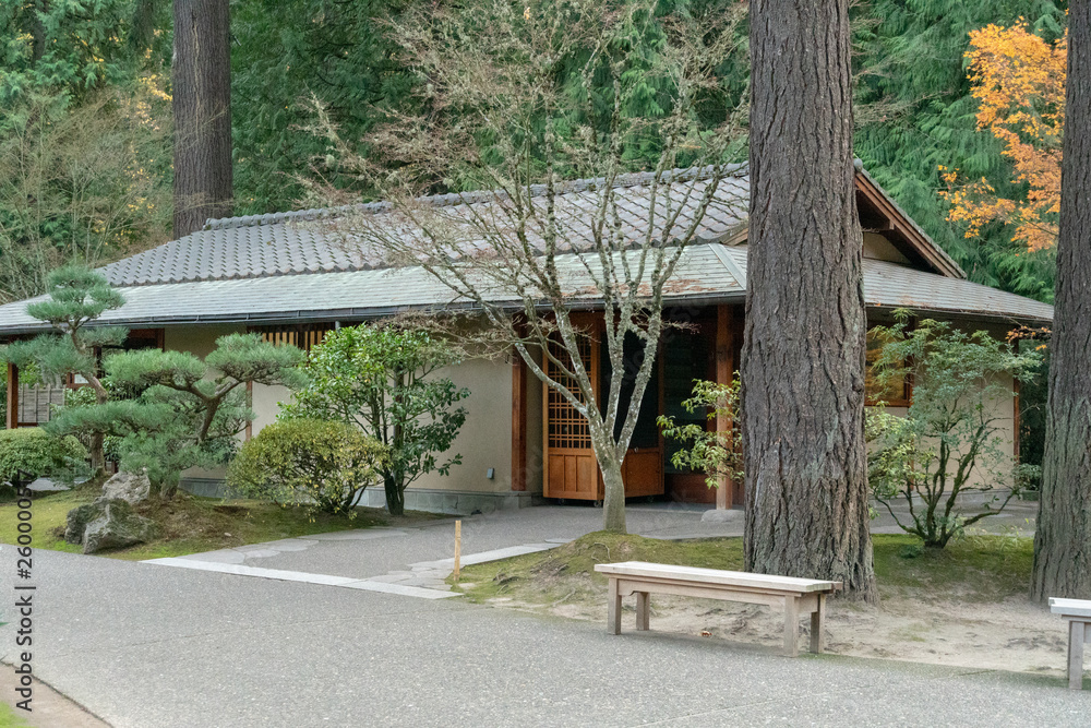 Meditation room in Japanese tea garden