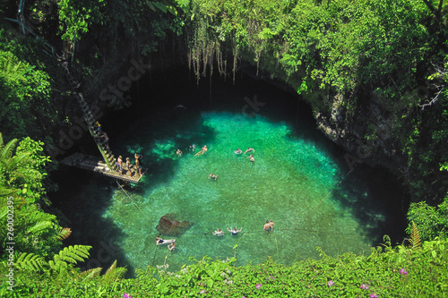 Bild auf Leinwand The famous To Sua Ocean Trench, swimming hole in Samoa, Upolu island in Pacific