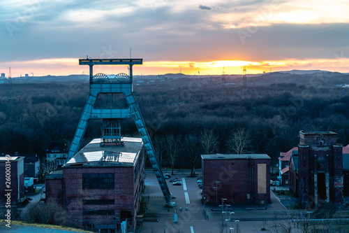 Mine shaft at sunset photo