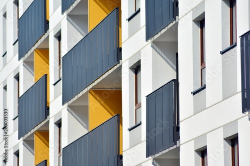 Modern european complex of apartment buildings. Fragment of a modern residential apartment building