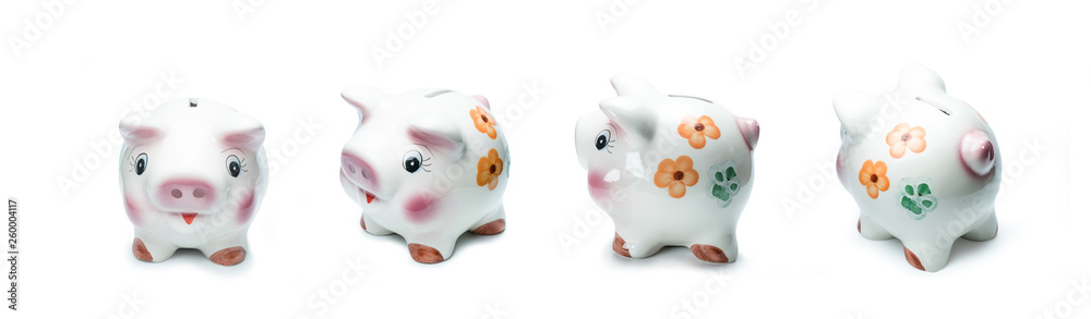 Cute Picky bank isolated on white background with Clipping Path. Saving Concept.. Cute Picky bank isolated on white background with Clipping Path. Saving Concept..