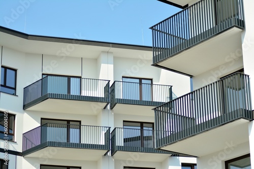 Modern european complex of apartment buildings. Fragment of a modern residential apartment building © Grand Warszawski