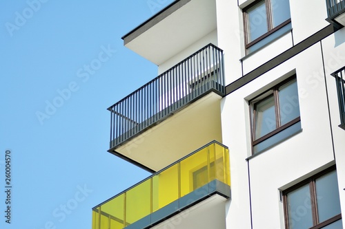 Modern european complex of apartment buildings. Fragment of a modern residential apartment building © Grand Warszawski