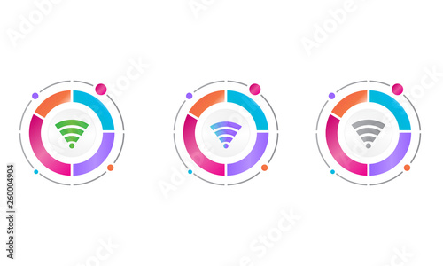 circle diagram with wifi icon . vector icon concept