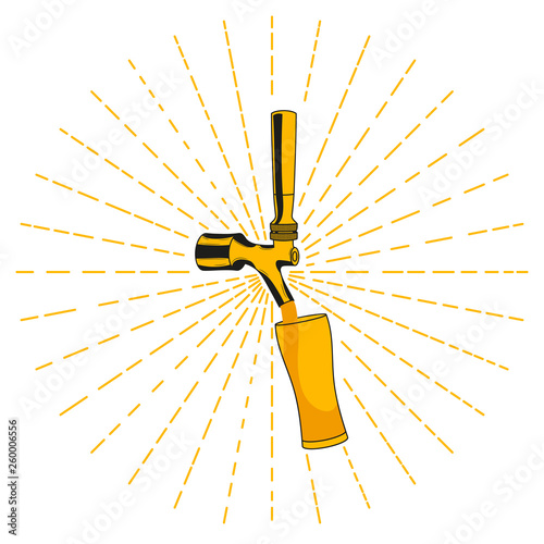 Color beer tap and beer glass icon. Vector illustration.