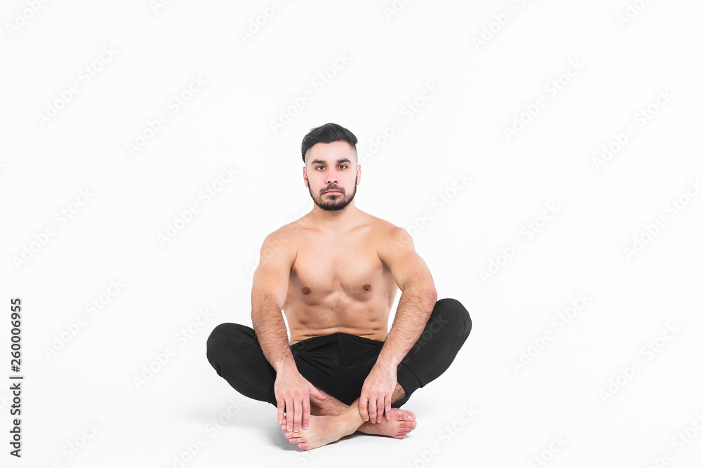 Young , ballet man sitting on out on lotus! Isolated on white background! Young , ballet man sitting on out on lotus! Isolated on white background!