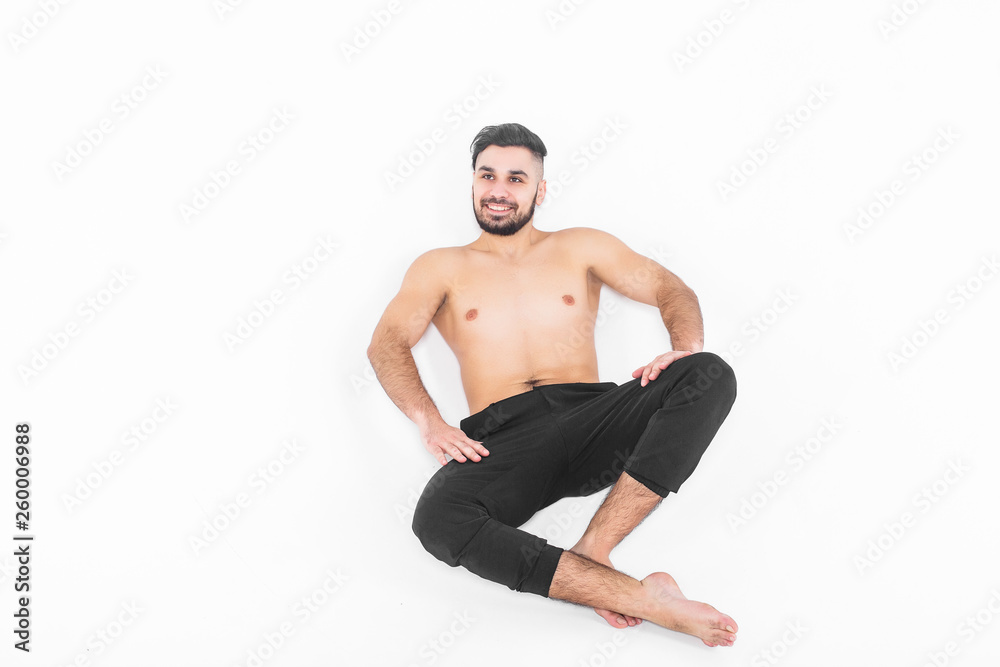 Handsome dancer relaxed after training , isolated on white! Handsome dancer relaxed after training , isolated on white!