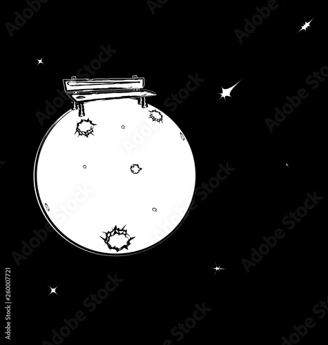 black white background image of space with abstract bench