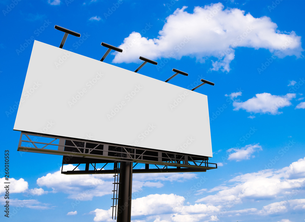 3D rendering of blank billboard (empty advertisement) isolated on white background - mock up template