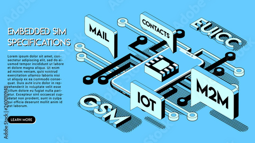 Embedded SIM Concept. New Mobile Communication Technology.