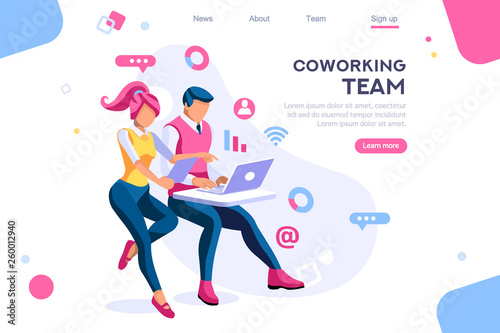 Data devices, graphs solution. User reading display. Ideas brainstorming, characters situations set. Interacting people concept. 3d images isometric vector illustrations.