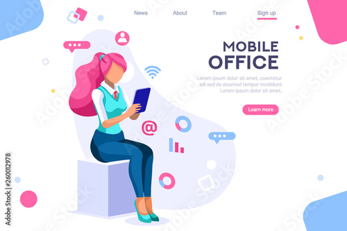 Data devices, graphs solution. User reading display. Ideas brainstorming, characters situations set. Interacting people concept. 3d images isometric vector illustrations.