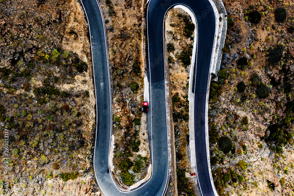 Gran Canaria summer road. Aerial photo 