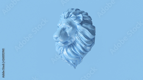 Pale Blue Adult Male Lion Bust Sculpture Front 3d 
