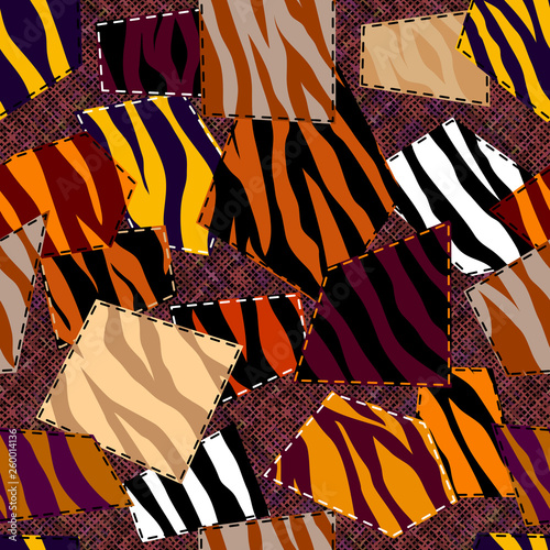 Patchwork textile pattern. Seamless quilting design background.
