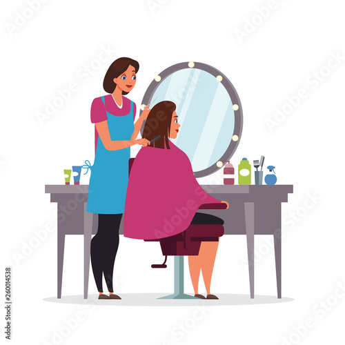 Hairdressing, beauty salon flat illustration