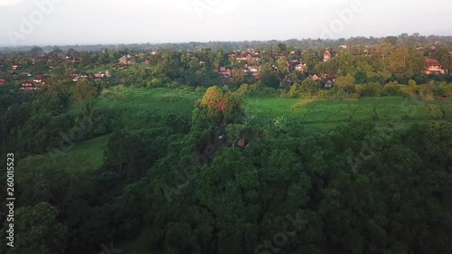 Drone flying over Campuhan Ridge Walk, sunrise in Ubud Bali, Indonesia photo