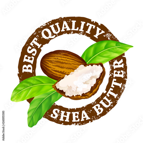 Vector grunge rubber stamp Best quality shea butter on a white background.