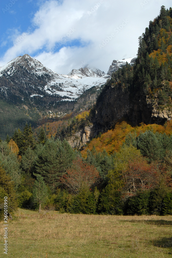 Landscapes of Ordesa in Autumn. Spain