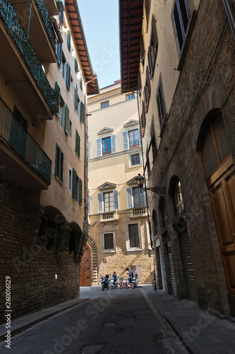 Narrow alley at downtown of Florence in Tuscany  Italy