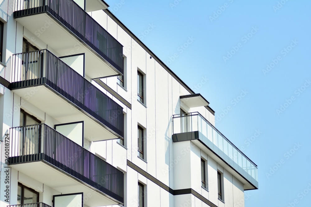 Modern european complex of apartment buildings. Fragment of a modern residential apartment building. Modern european complex of apartment buildings. Fragment of a modern residential apartment building.
