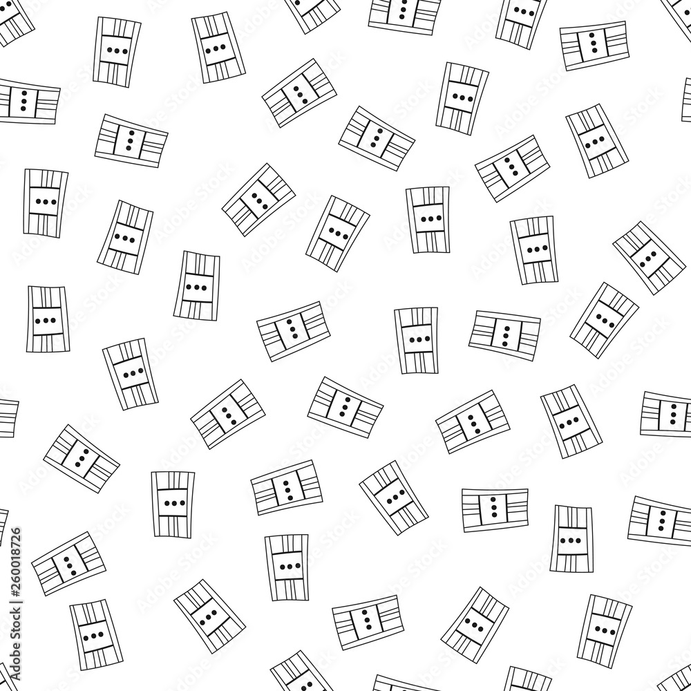 Doodle seamless pattern. Abstract geometric background. Minimalist, Scandinavian style. Black and white illustration.