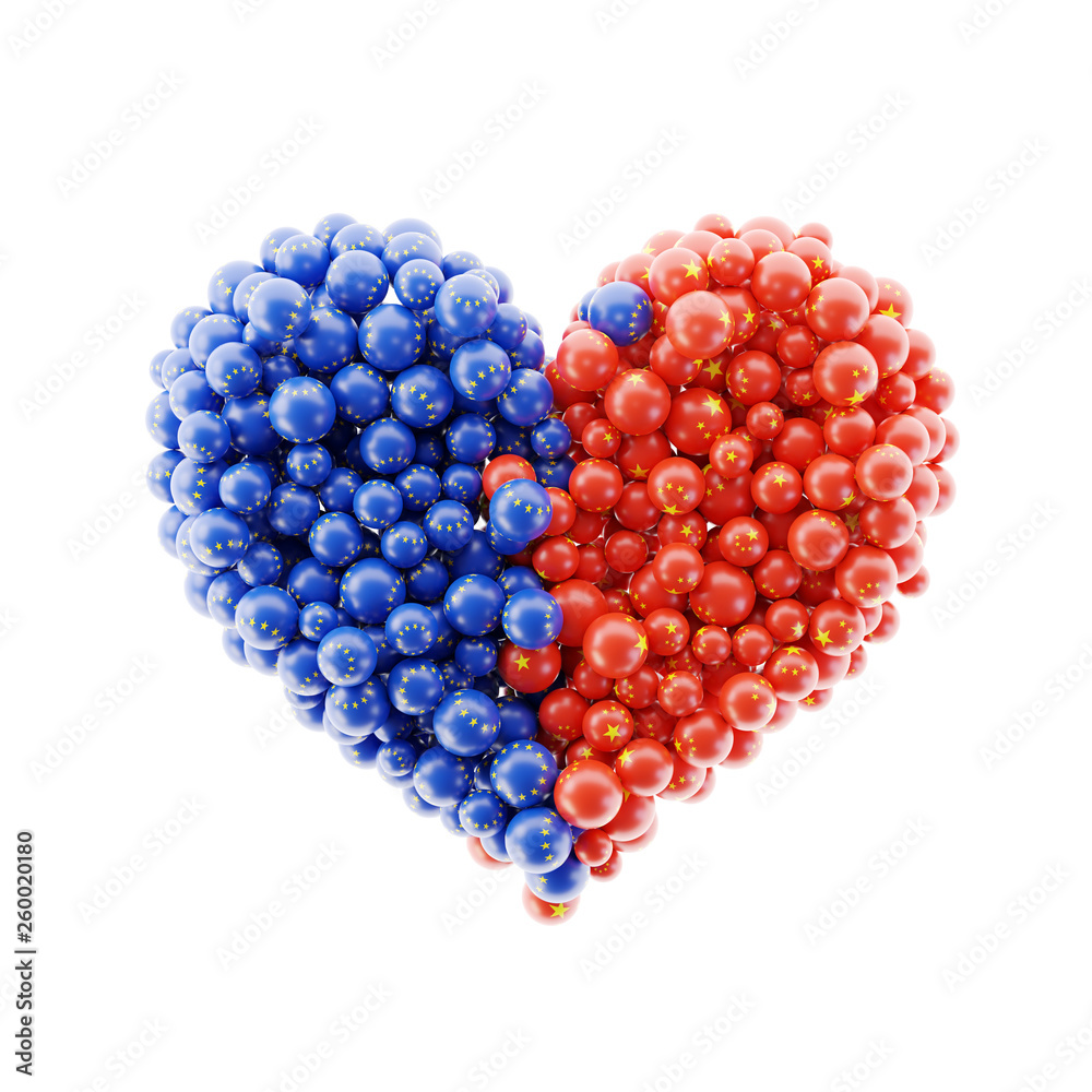 Political relationships between China and Europe , original 3d rendering Political relationships between China and Europe , original 3d rendering