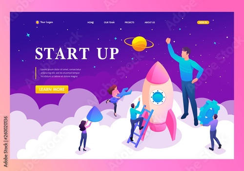 Isometric Bright Startup by Young Entrepreneurs