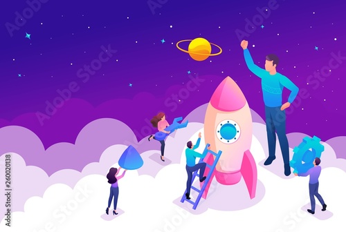 Isometric Bright Startup by Young Entrepreneurs