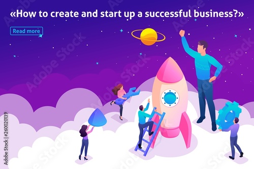 Isometric Bright Startup by Young Entrepreneurs