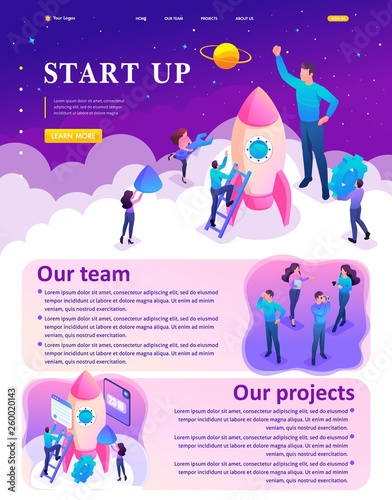 Isometric Bright Startup by Young Entrepreneurs © elizaliv