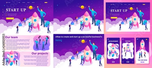 Isometric Bright Startup by Young Entrepreneurs