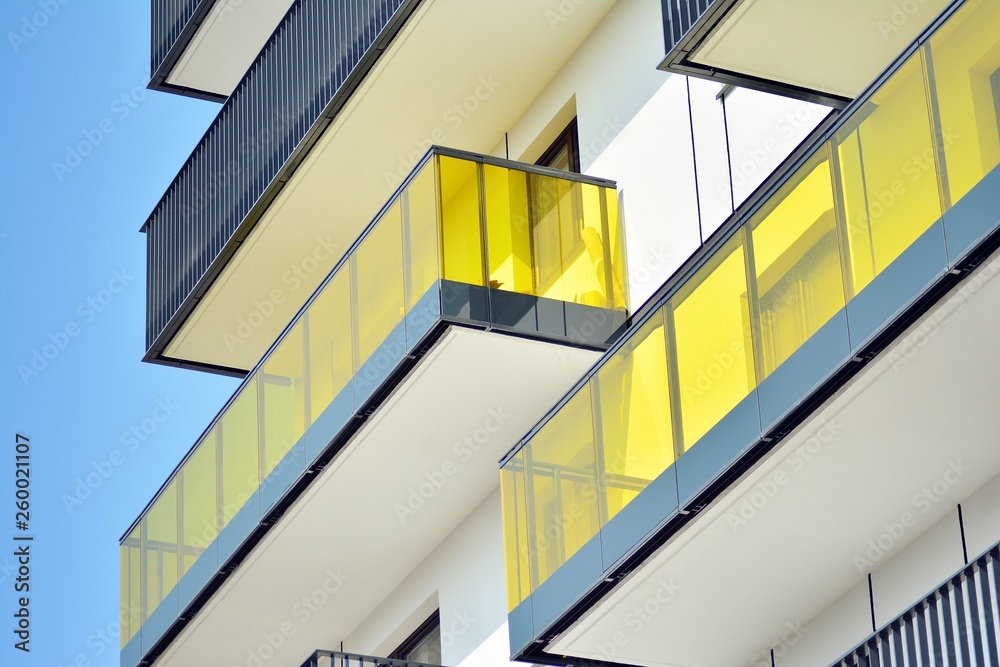 Modern european complex of apartment buildings. Fragment of a modern residential apartment building. Modern european complex of apartment buildings. Fragment of a modern residential apartment building.