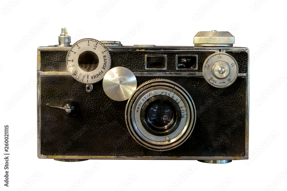 Old rangefinder camera isolated on white with clipping path for object.