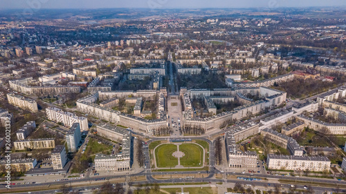 Central Square in Nowa Huta from a bird s eye view  Krakow  Poland