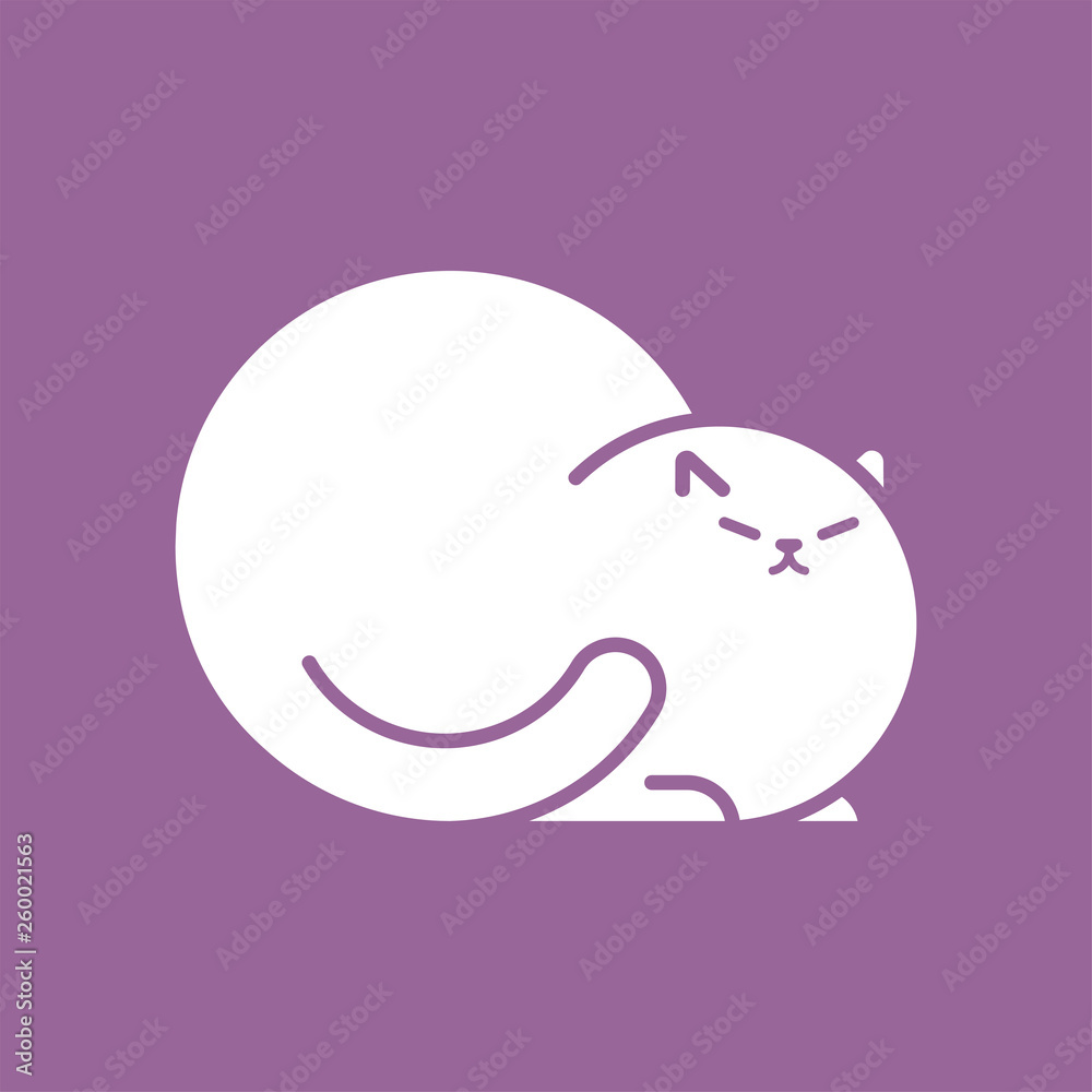 Fat white cat isolated. Thick pet. Cute animal Cartoon style vector Fat white cat isolated. Thick pet. Cute animal Cartoon style vector