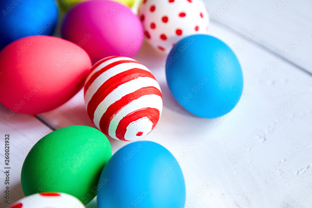Colorful Easter eggs on wooden background Colorful Easter eggs on wooden background