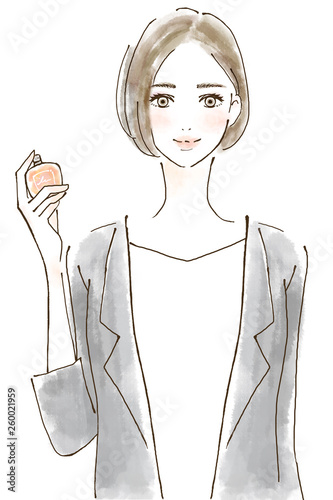 香水をつける女性 オフィスマナー 人物イラスト Stock Illustration Adobe Stock