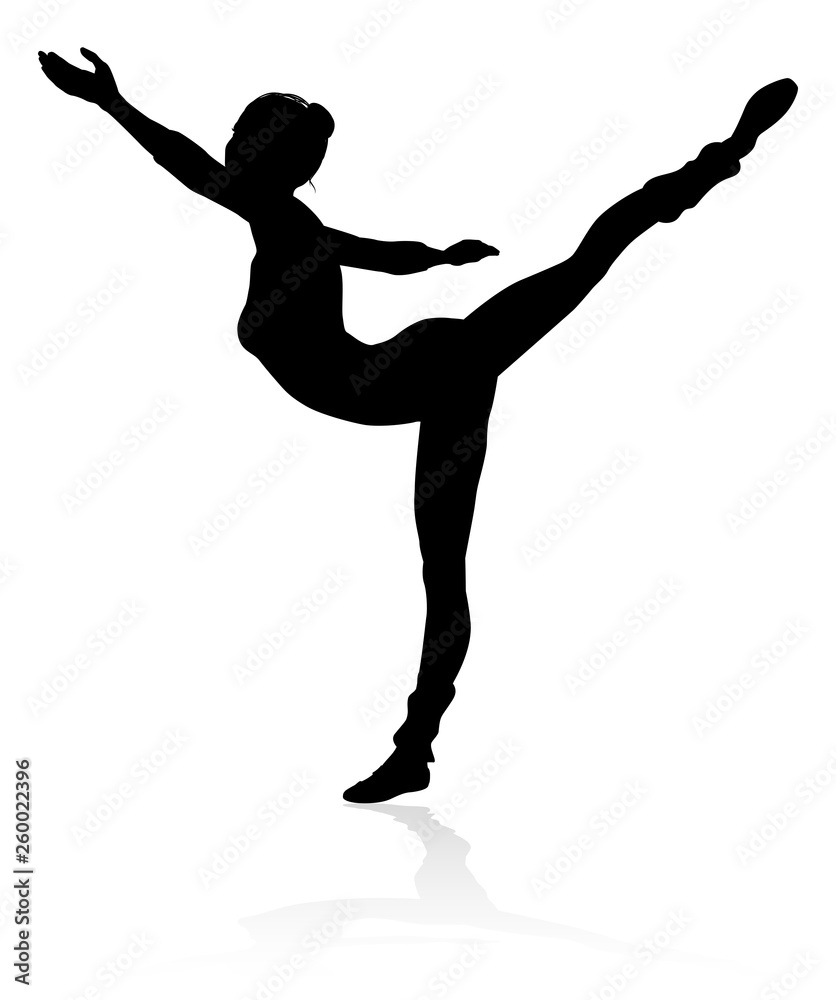 Ballet dancer woman in silhouette dancing in posed position Ballet dancer woman in silhouette dancing in posed position