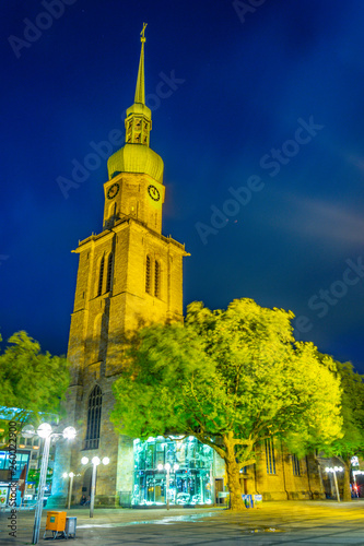 Night view of Saint Reinoldi church in Dortmund, Germany photo