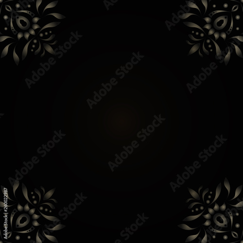 Elegant ornament, silver on a black background. Vector illustration. EPS 10.