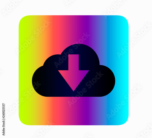 Neon Vector Cloud Storage Symbol.  Flat button for web site